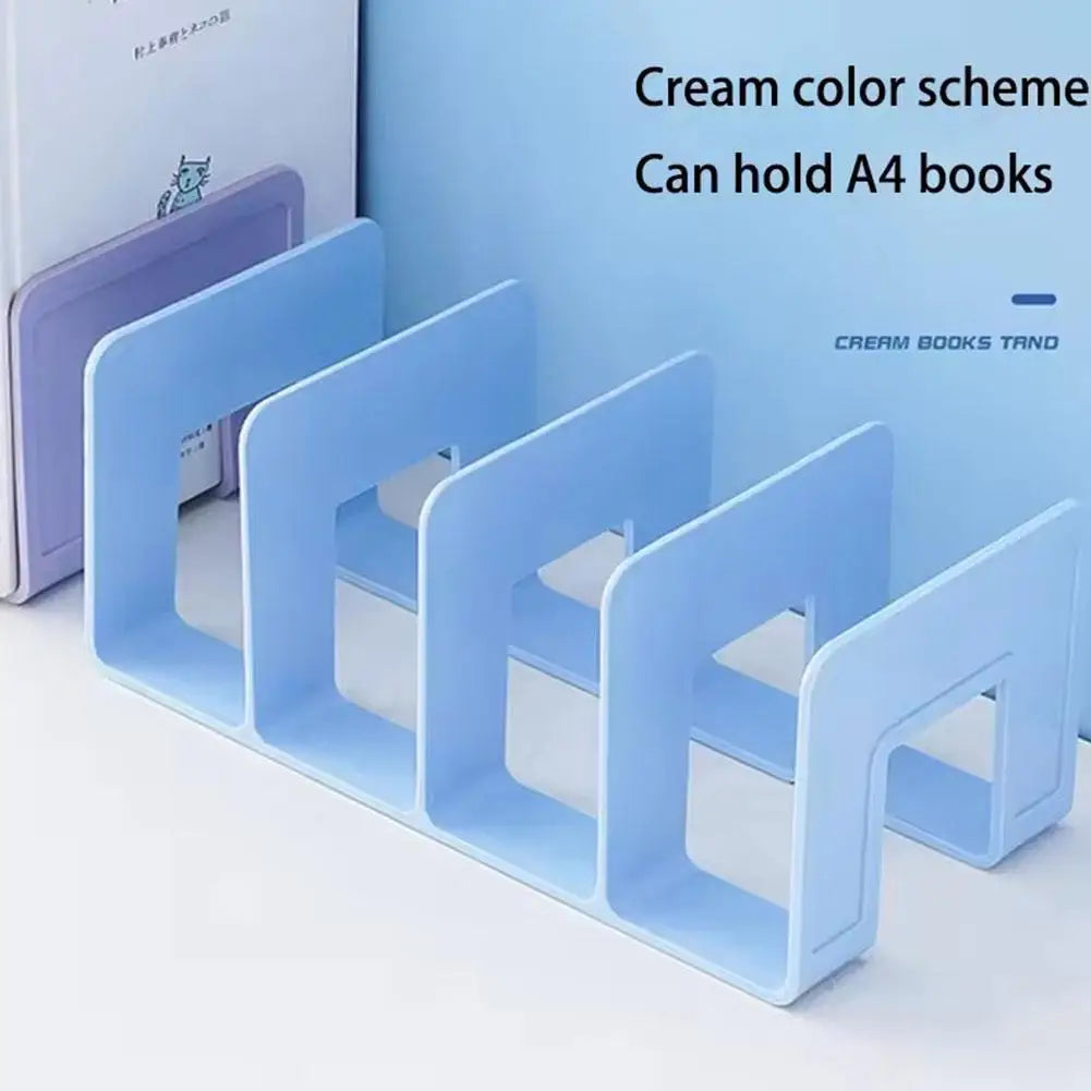 4-Compartment Plastic Book Stand & Desktop File Organizer