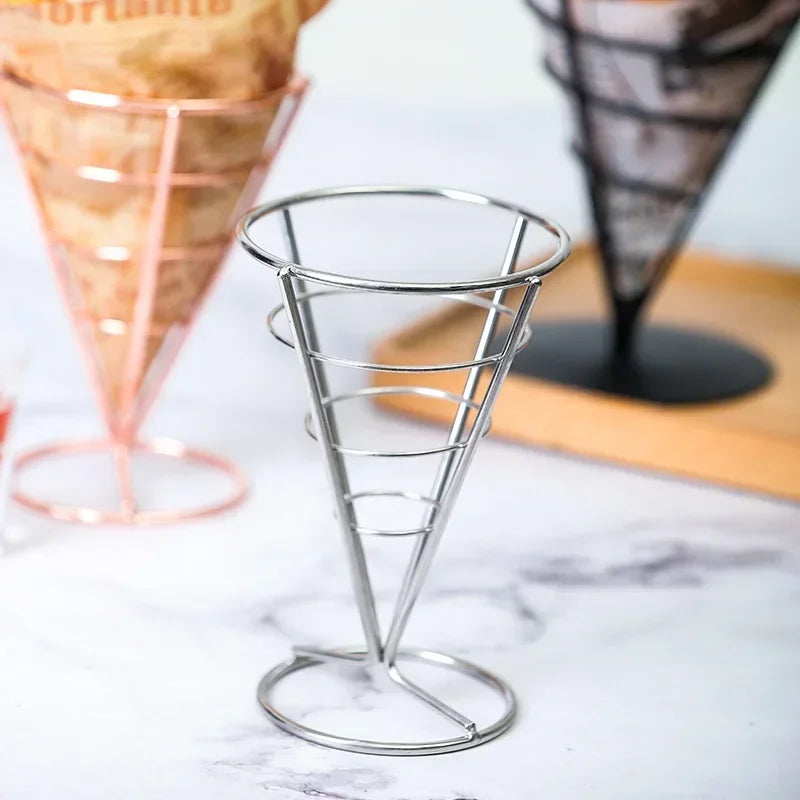 Fries Stand Fried Chicken Display Rack Stainless Appetizers Cone