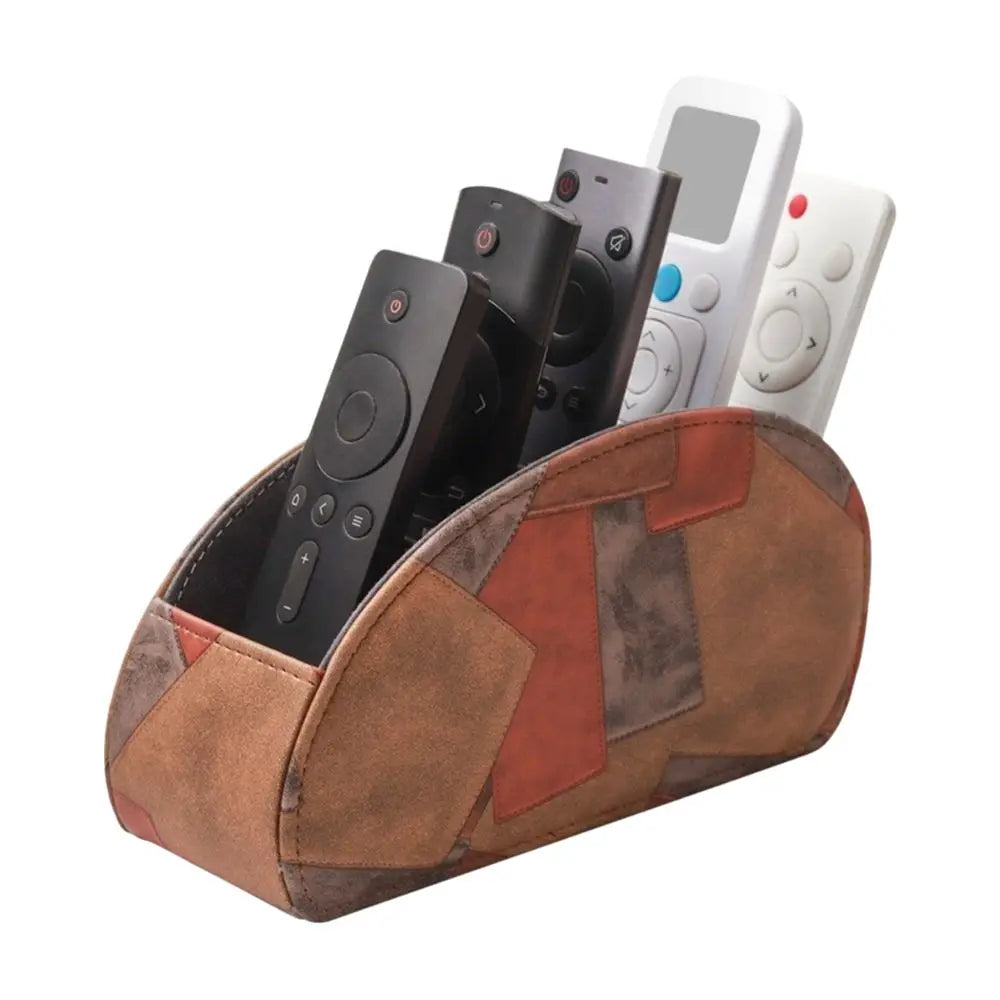 PU Leather Remote Control Holder & Desk Organizer Box