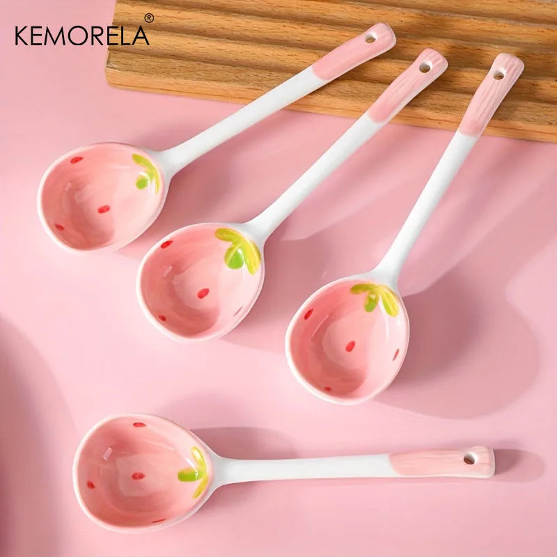 Ceramic Strawberry Spoons Set 2/4/6Pcs | KEMORELA Tableware