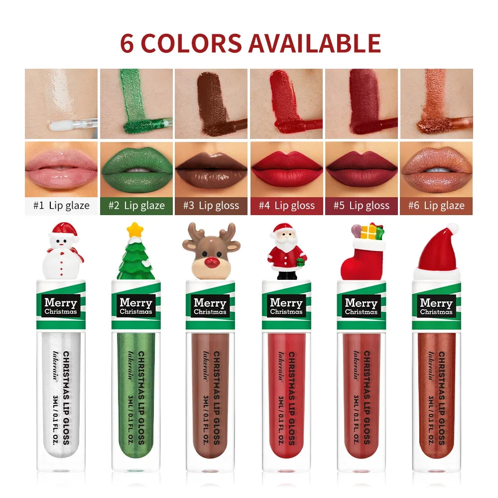 Christmas Lip Gloss Set – 6 Colors, Long-Lasting & Moisturizing