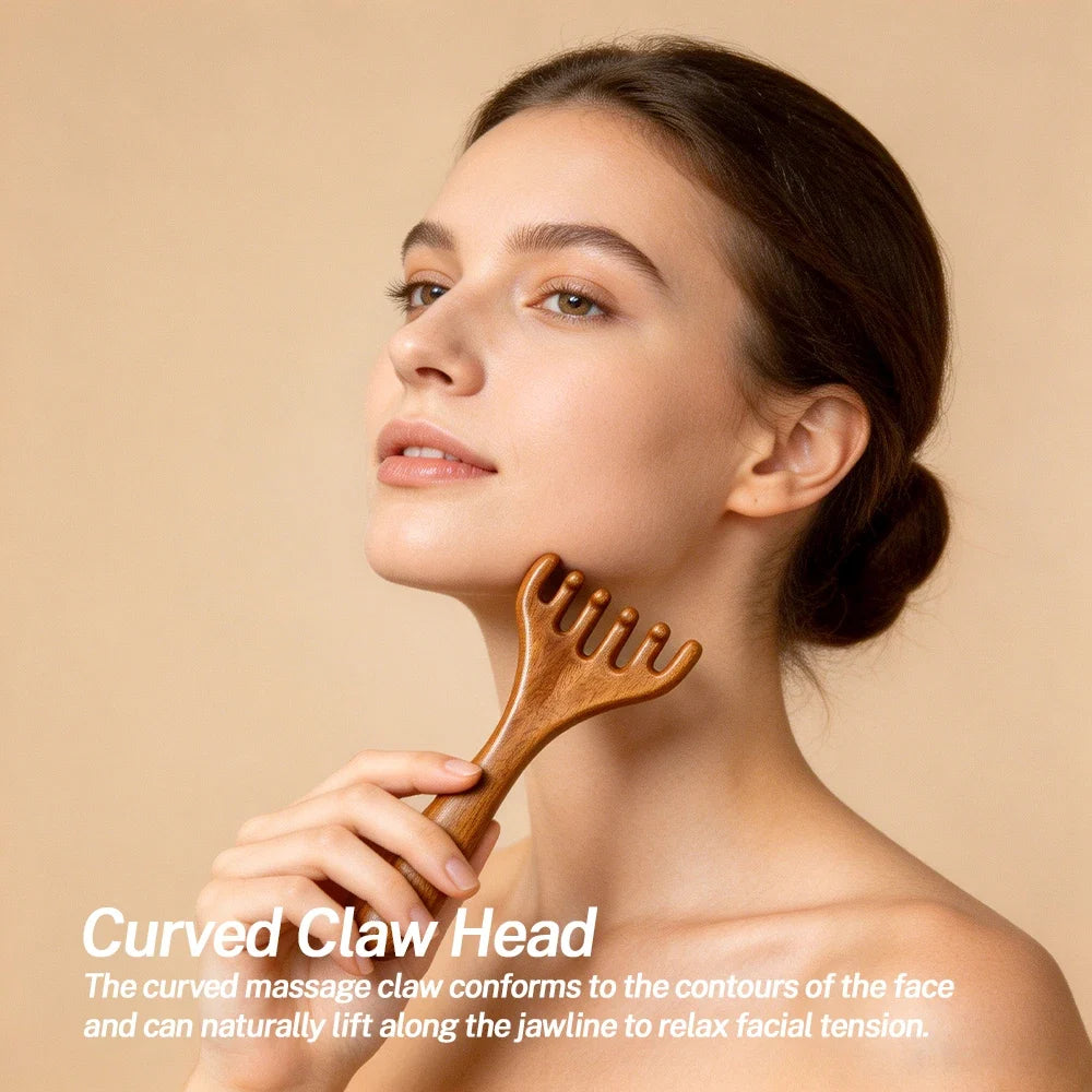 Sandalwood Five-Claw Scalp Massager & Gua Sha Comb