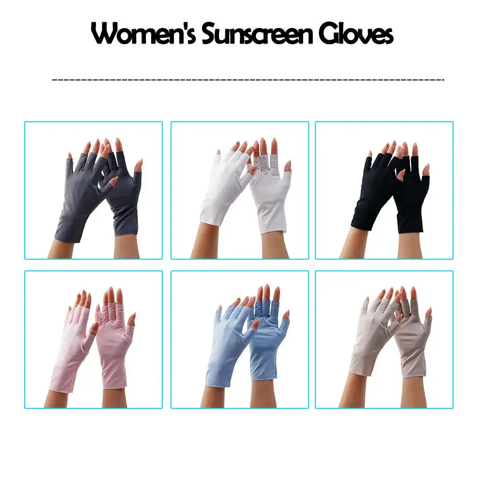 UV Protection Ice Silk Gloves – Nail Lamp & Sun Shield