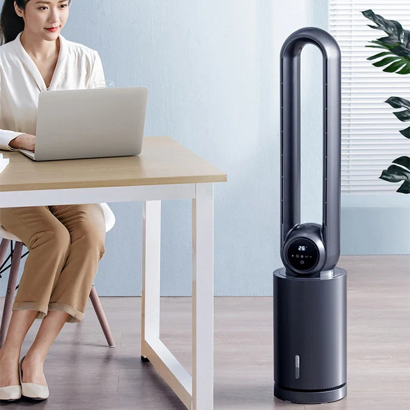Water-Cooled Bladeless Tower Fan with Remote Control & Timer