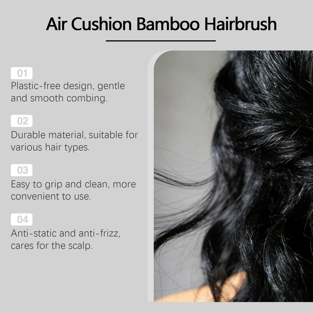 Natural Bamboo Air Cushion Hair Brush & Scalp Massager Comb