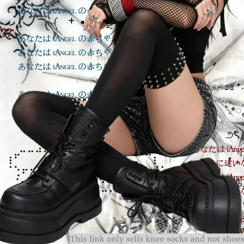 Thigh High Spike Rivet Stockings – Lolita Cosplay Over Knee Socks
