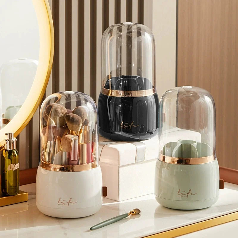 360° Rotating Clear Makeup Organizer & Brush Holder