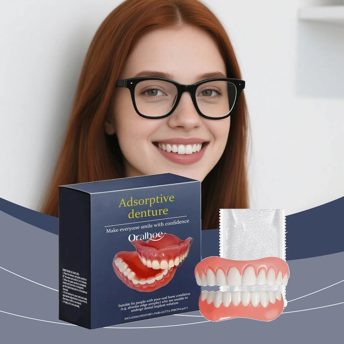 Temporary Cosmetic Dentures Full Set | Moldable Resin Smile Kit