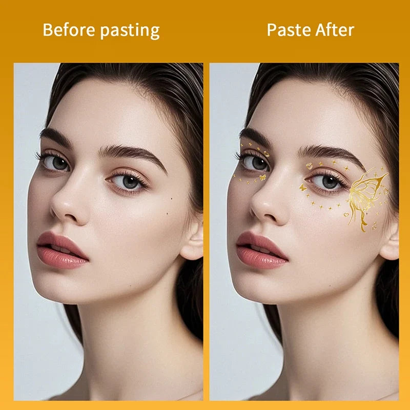 Butterfly Gold Glitter Temporary Tattoo Stickers | Face & Body