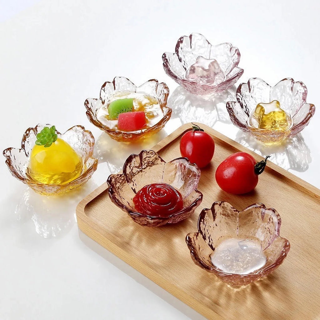 Pink Glass Bowls 3 6 Small Dip Sauce Plates Japanese Sakura Flower