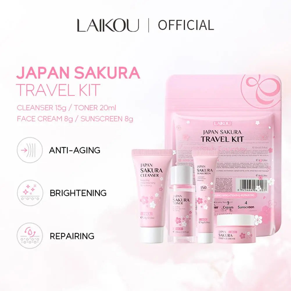 LAIKOU Sakura 4-Piece Skincare Set – Hydrating Gift Kit