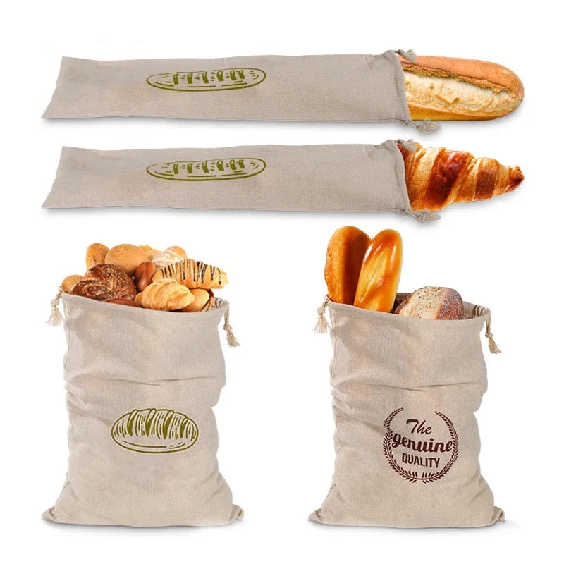 Linen Bread Bags Sourdough Homemade Reusable Storage Bag Fabric Home