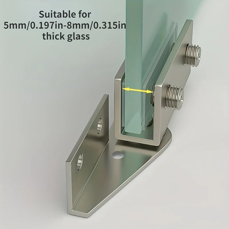 2-Pack Non-Drill Glass Door Hinges | Steel Cabinet Clips
