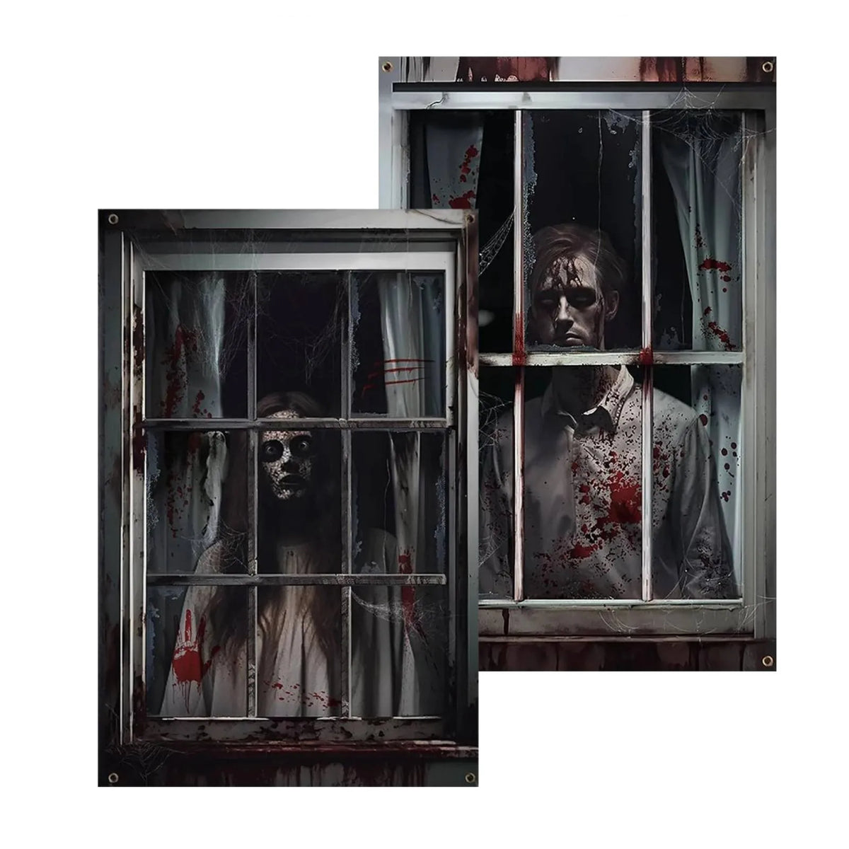 Halloween Window Silhouette Poster | Spooky Window Decoration