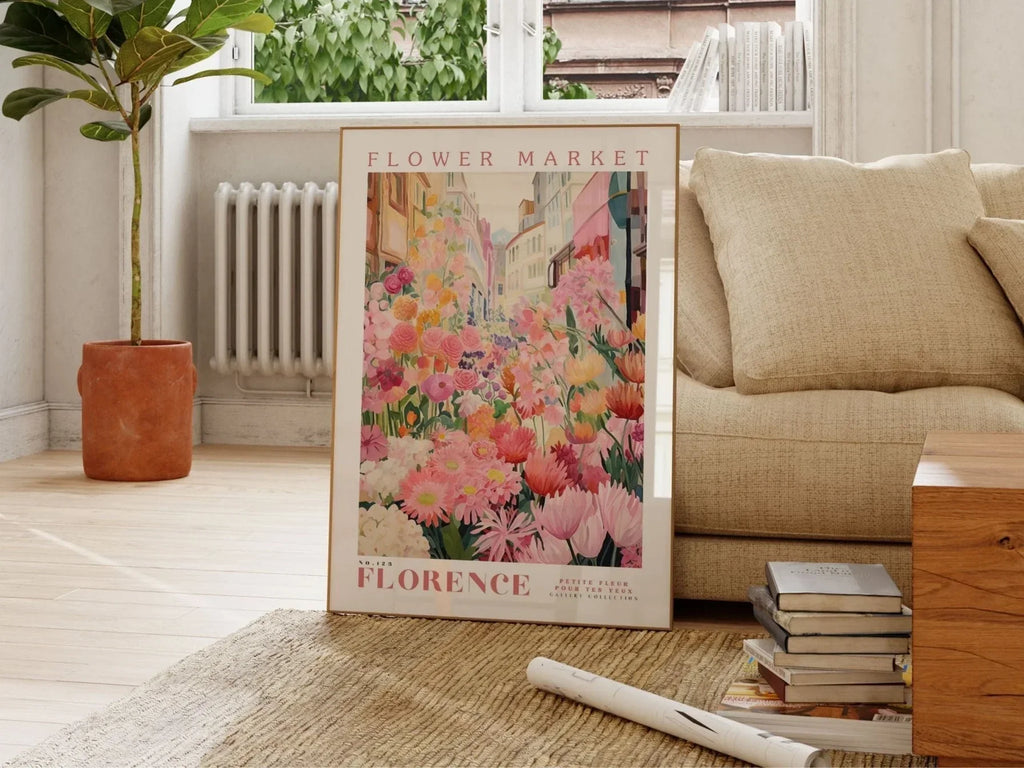 Florence Flower Market Canvas Poster | Botanical Floral Wall Art