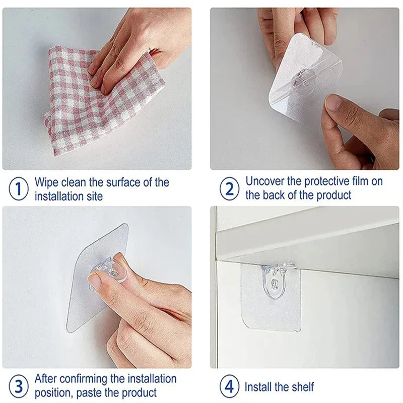 Self-Adhesive Shelf Support Clips | No-Drill Wall Brackets 5/10/20pc