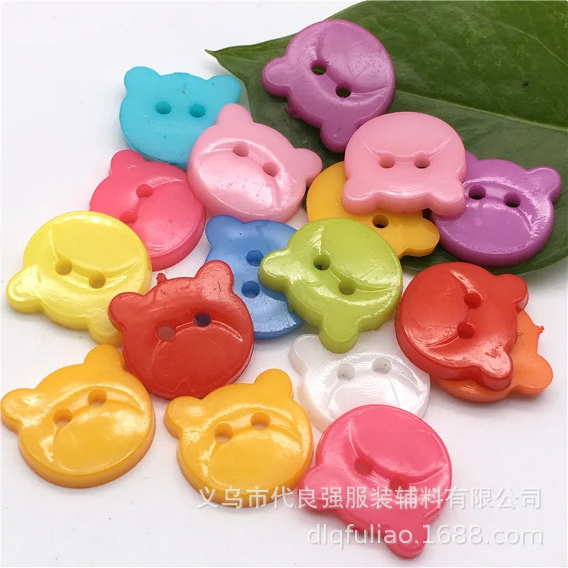 50pcs Colorful Bear Resin Buttons – Sewing, DIY & Scrapbook