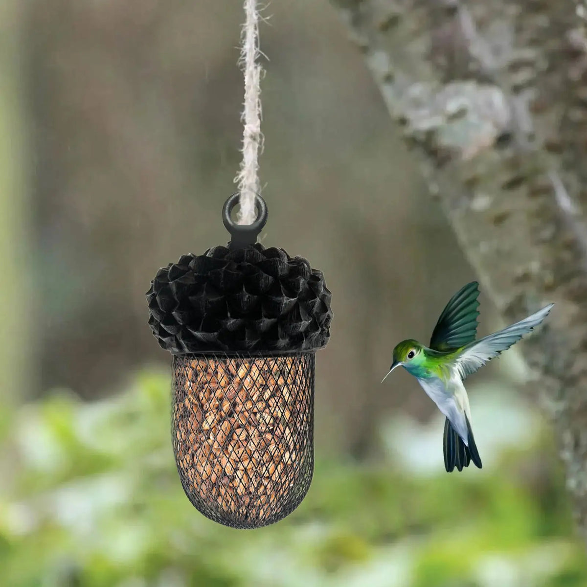 Acorn Bird Feeder – Decorative Resin Metal Garden Feeder
