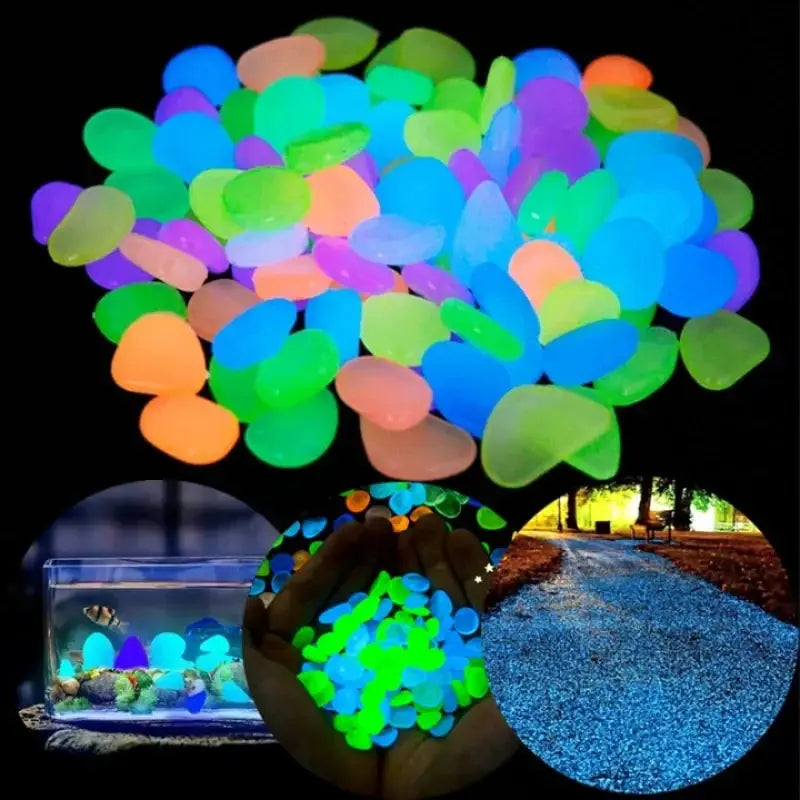 200Pcs Glow in the Dark Garden Pebbles – Path & Aquarium Decor