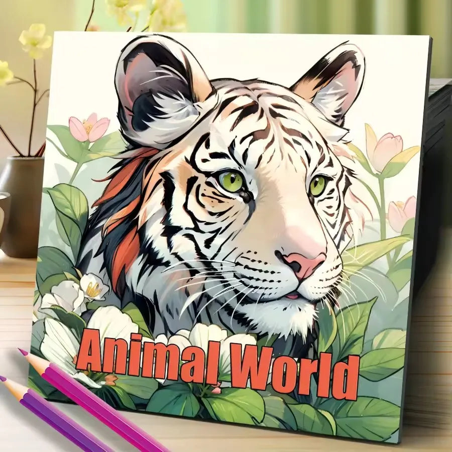 Animal World Coloring Book 20 Pages Adult Picture Animals Drawings
