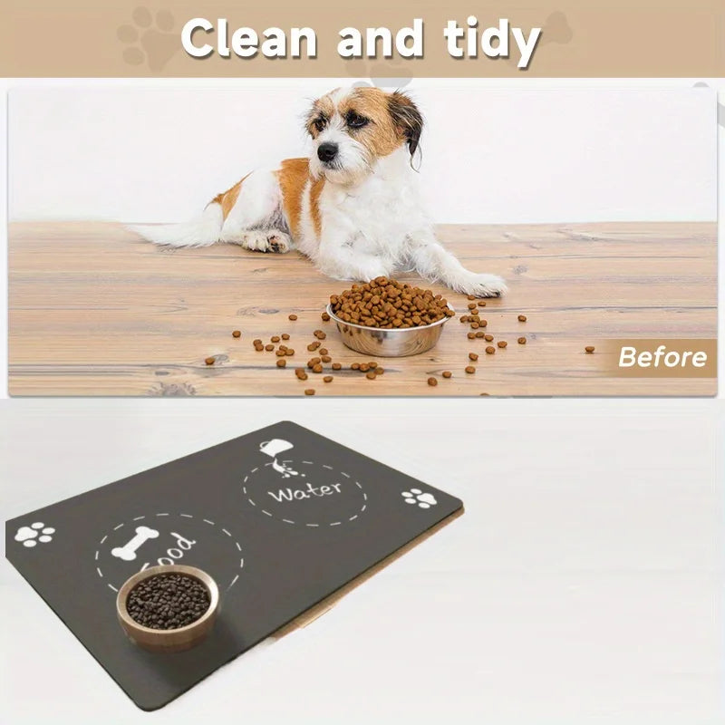 Pet Feeding Mat-absorbent Dog Mat Food Water Bowl-no Stains Quick Dry