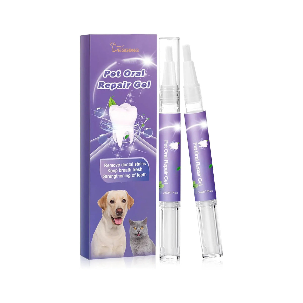 YEGBONG Pet Oral Repair Gel – Dog Teeth Cleaning Pen 2-Pack