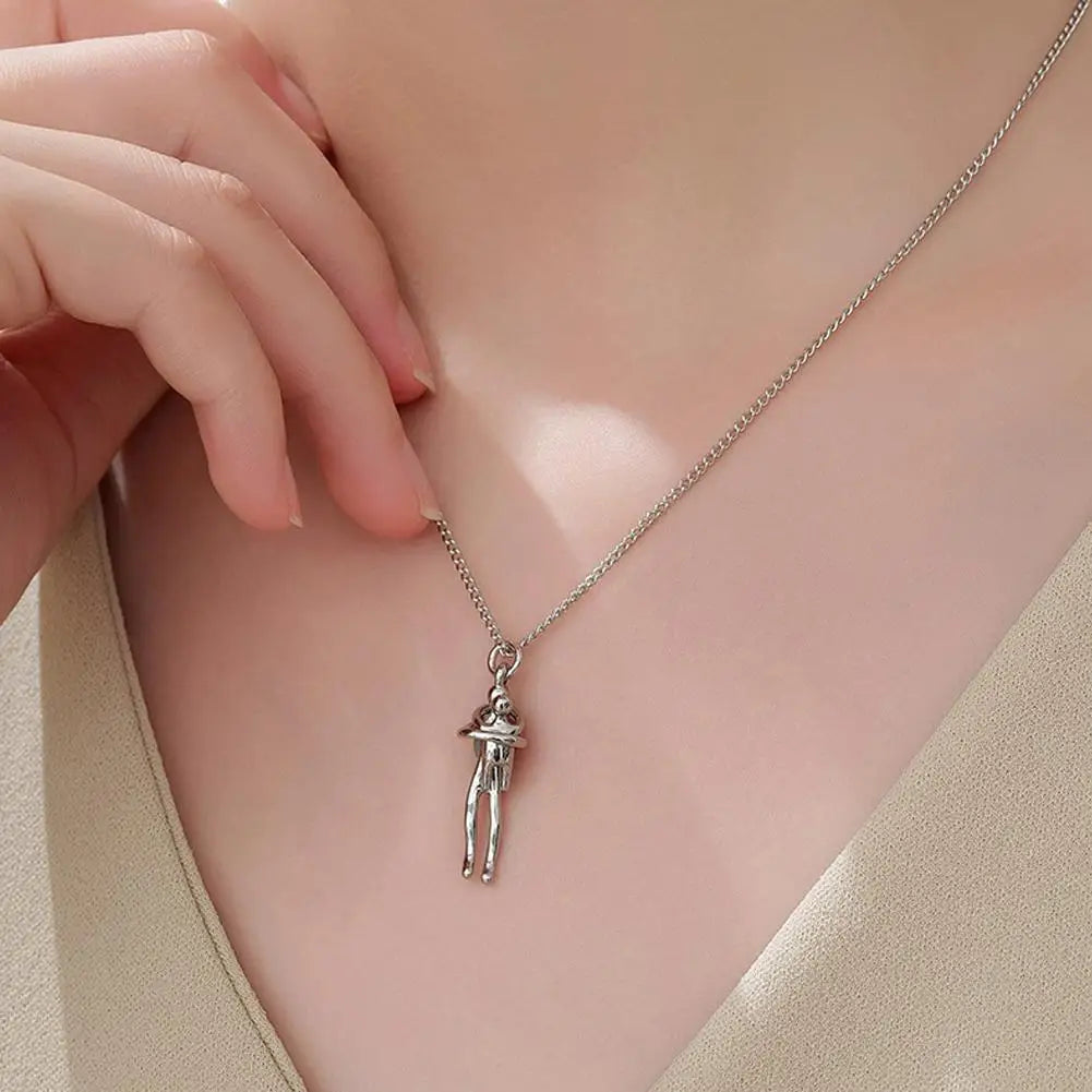 Baby Hugging Pendant Necklace – Two-Tone Stainless Steel Mom Gift