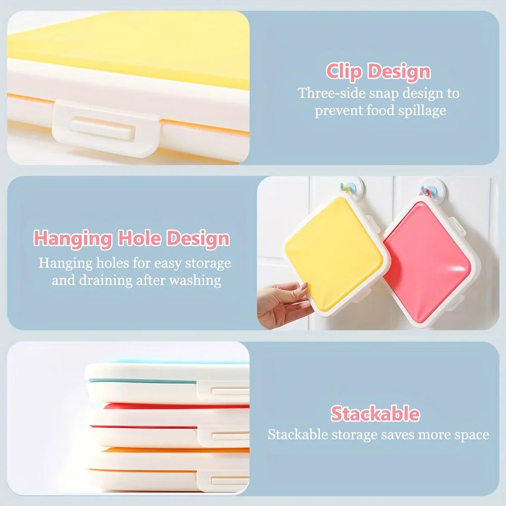 Sandwich Containers Silicone Storage Box Lunch Travel Snap-off Fruit