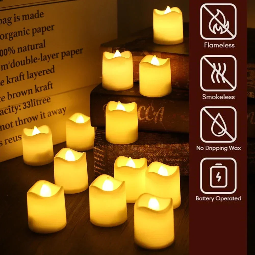 24 Flameless LED Candle Battery Operated Realistic Wishing Tea Lights