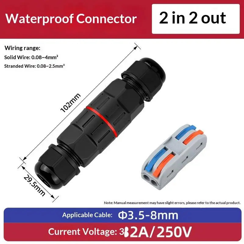IP68 Waterproof Cable Connector 2-In 2-Out Quick Terminal Block