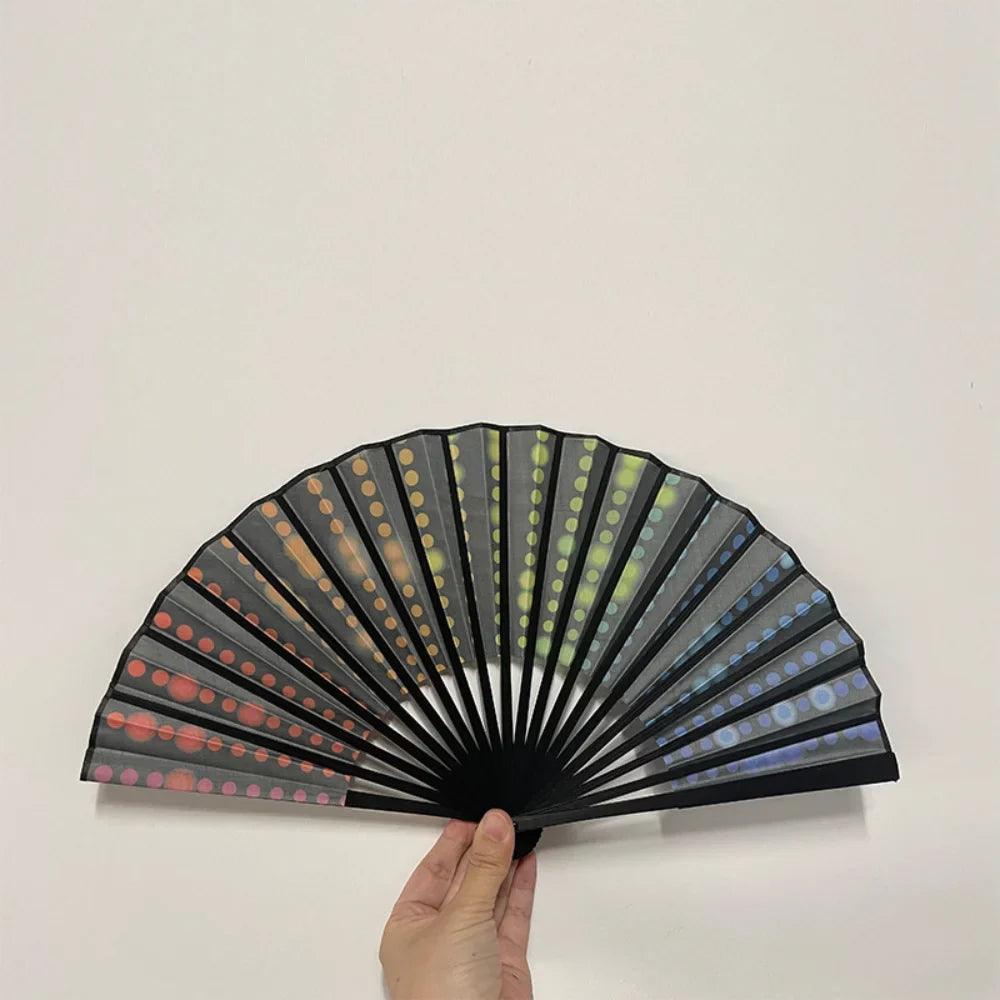 Elegant Leopard Print Folding Fan Black Frame Stylish Princess Theme