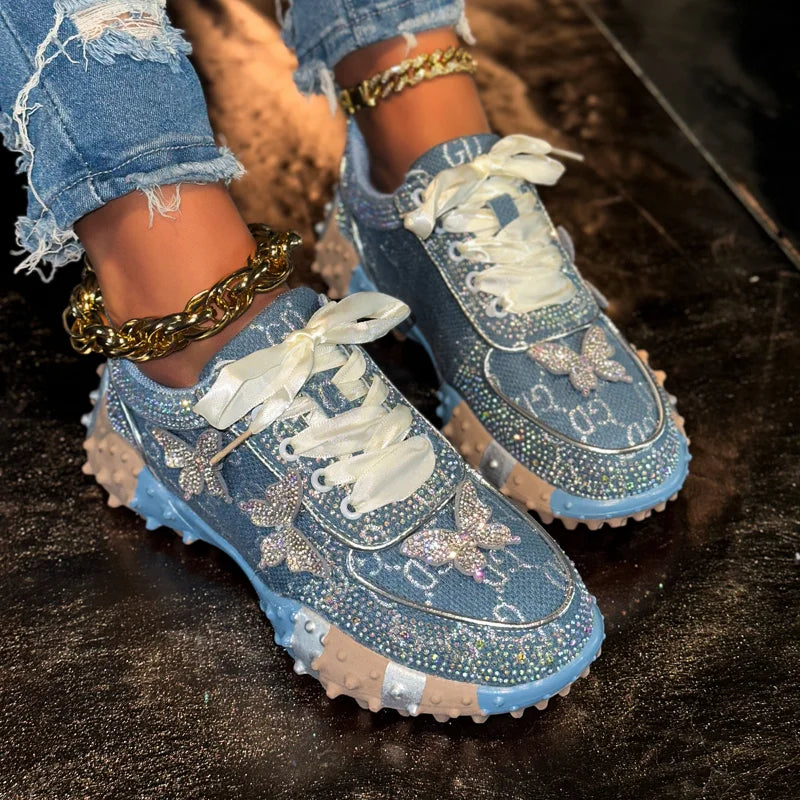 Women's Rhinestone Platform Sneakers – Luxury Fashion Shoes