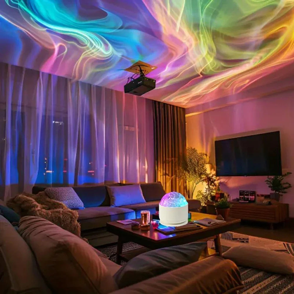 16-Color Aurora Water Ripple Projector Night Light | Remote