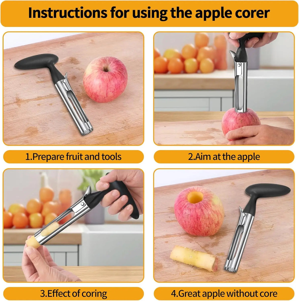 Stainless Steel Fruit Corer & Slicer Set – Pineapple & Apple