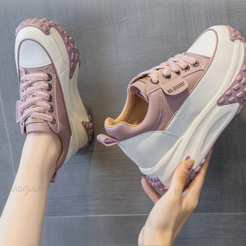 Women's 7cm Wedge Platform Sneakers – Chunky Heel Sport Shoes