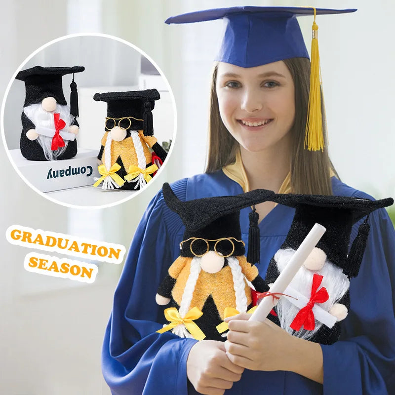 Graduation Season Black Doctoral Cap Faceless Doll Dwarf Figurine