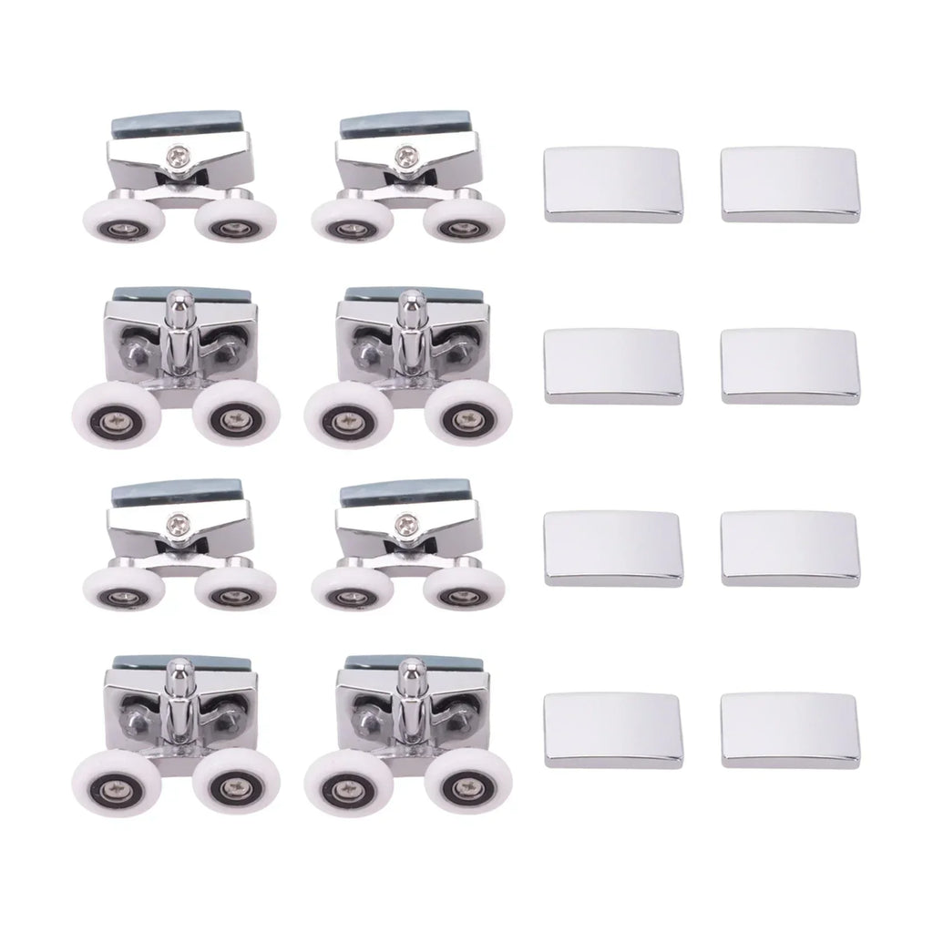 ABS Chrome Shower Door Sliding Pulleys – 8-Piece Roller Set