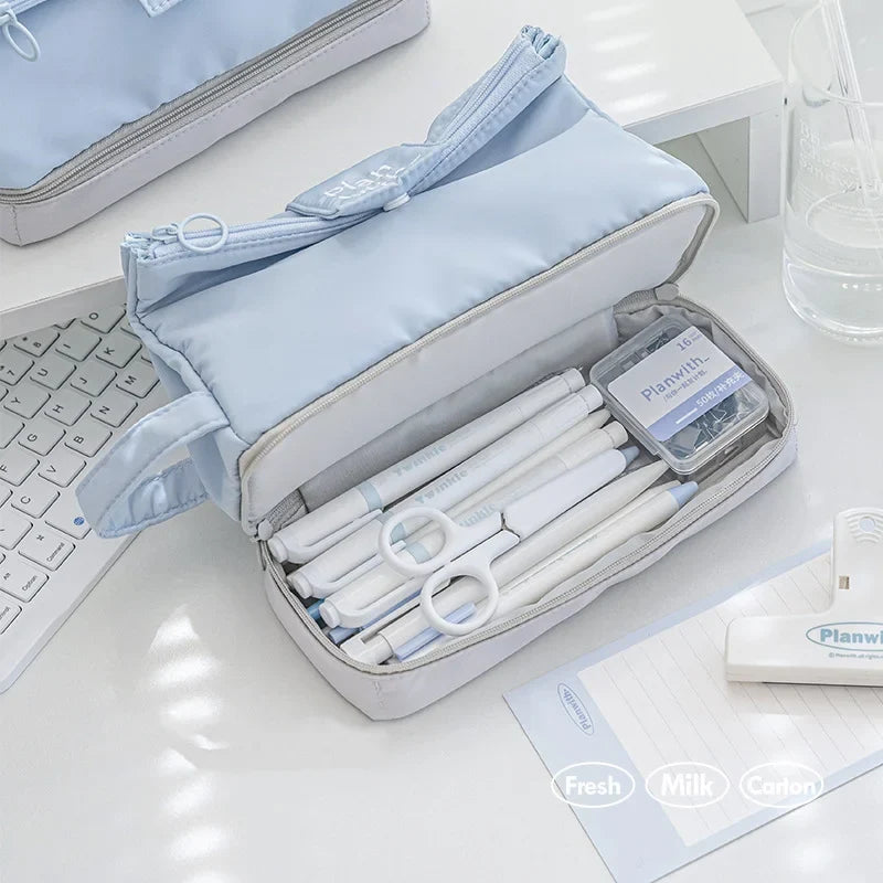 Double-Layer Large Capacity Pencil Case | Fabric Stationery Bag