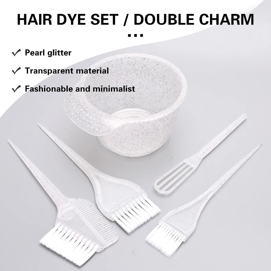 5-Piece Salon Hair Color Brush & Bowl Kit | Dye Applicator