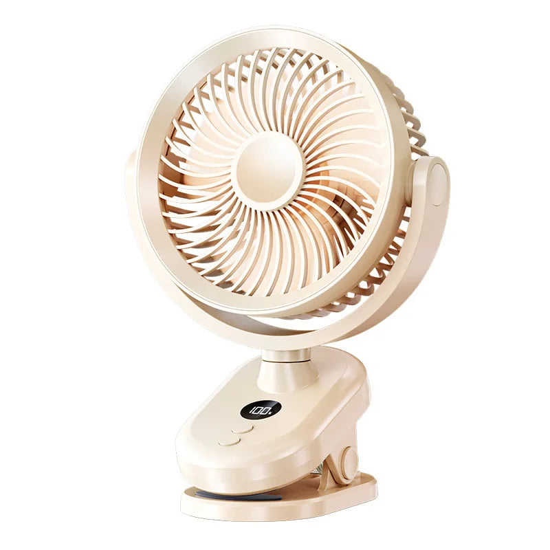 URGGU Clip-On Fan 100-Speed USB Rechargeable with Night Light