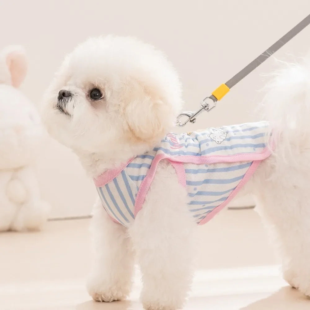Striped Mesh Dog Cooling Vest | Ice Silk Bear Pattern T-Shirt