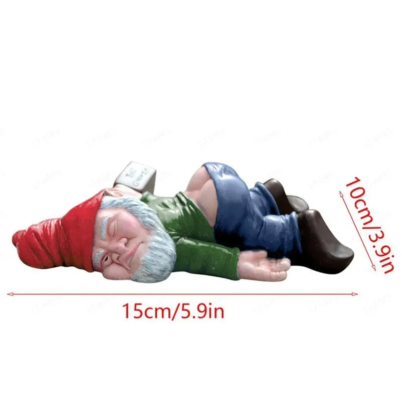 Christmas Drunken Garden Gnome Funny Resin Statues Home Decor