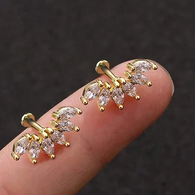 Huitan CZ Stud Earrings – Sparkling Geometric Fashion Jewelry