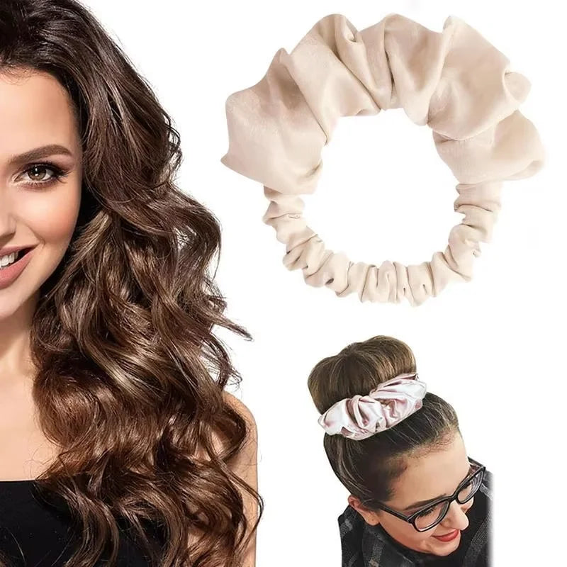 Satin Elastic Headband & Heatless Curl Tool – 8 Colors