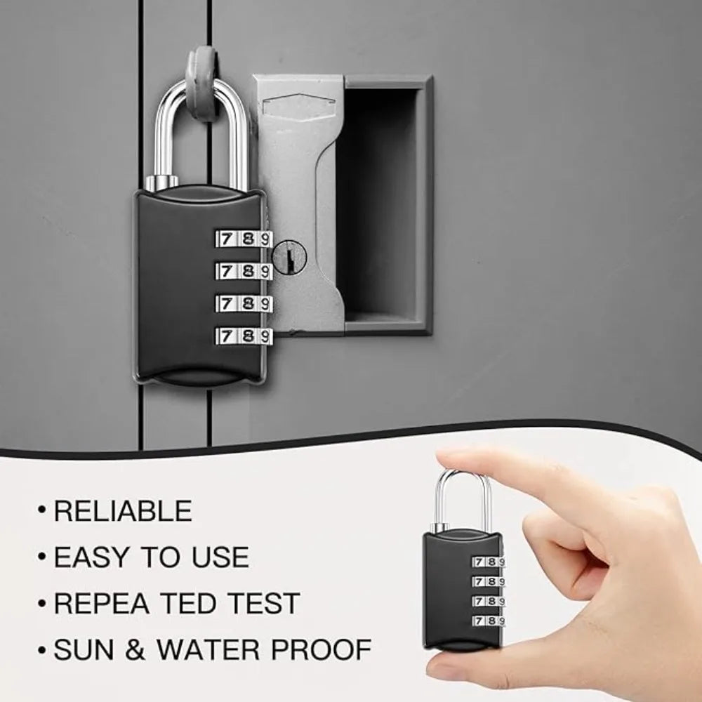Mini 4-Dial Resettable Combination Padlock | Travel & Gym