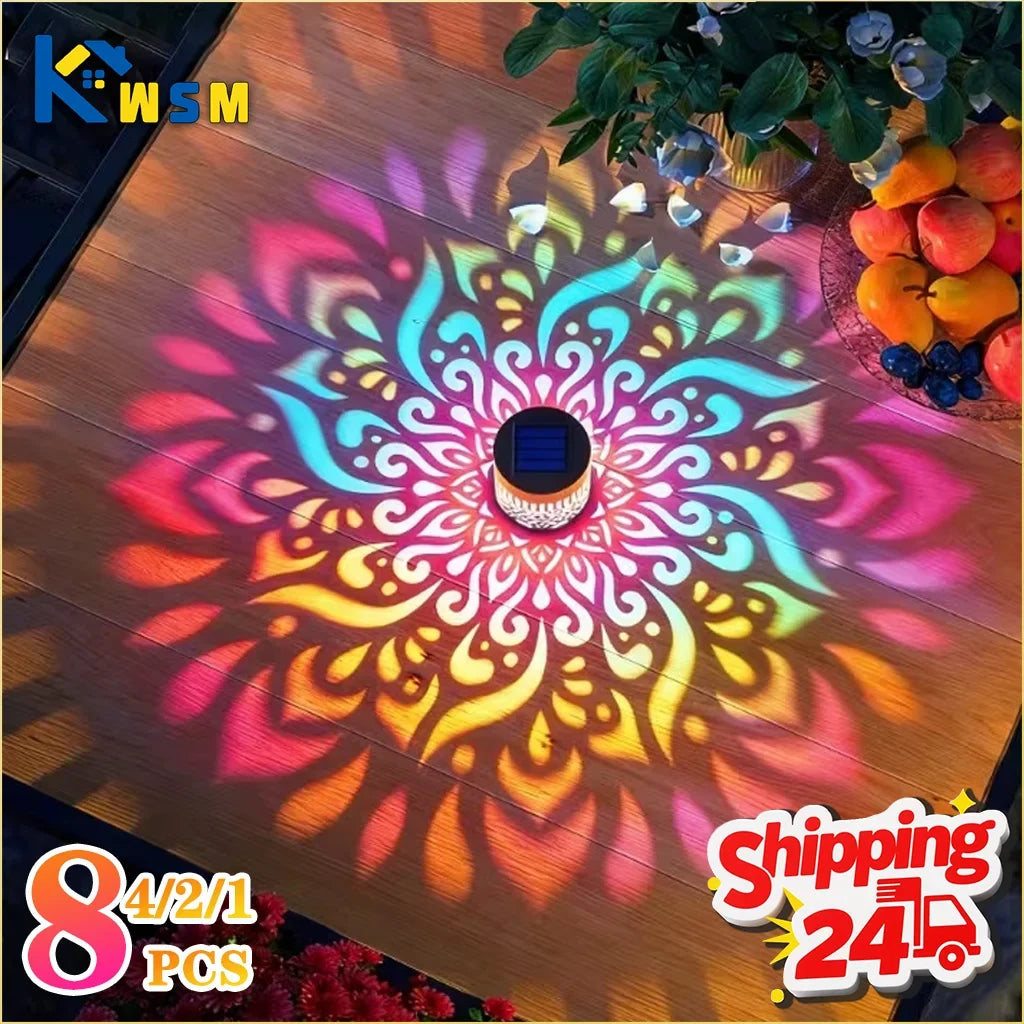 Solar Mandala Wall Lantern | Outdoor Waterproof Garden Fence Light