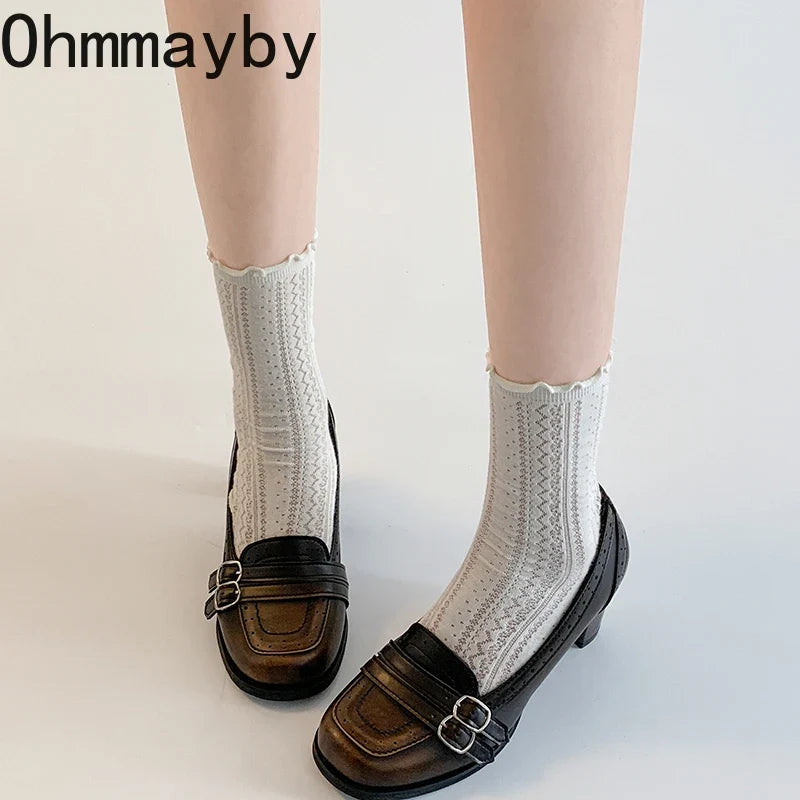 Women's Vintage Mary Jane Pumps – Thick Square Heel Slip-On