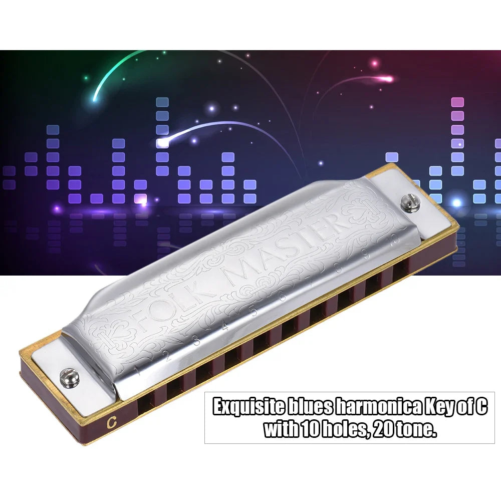 10-Hole Diatonic Blues Harmonica | Key C A B E F G, Beginner