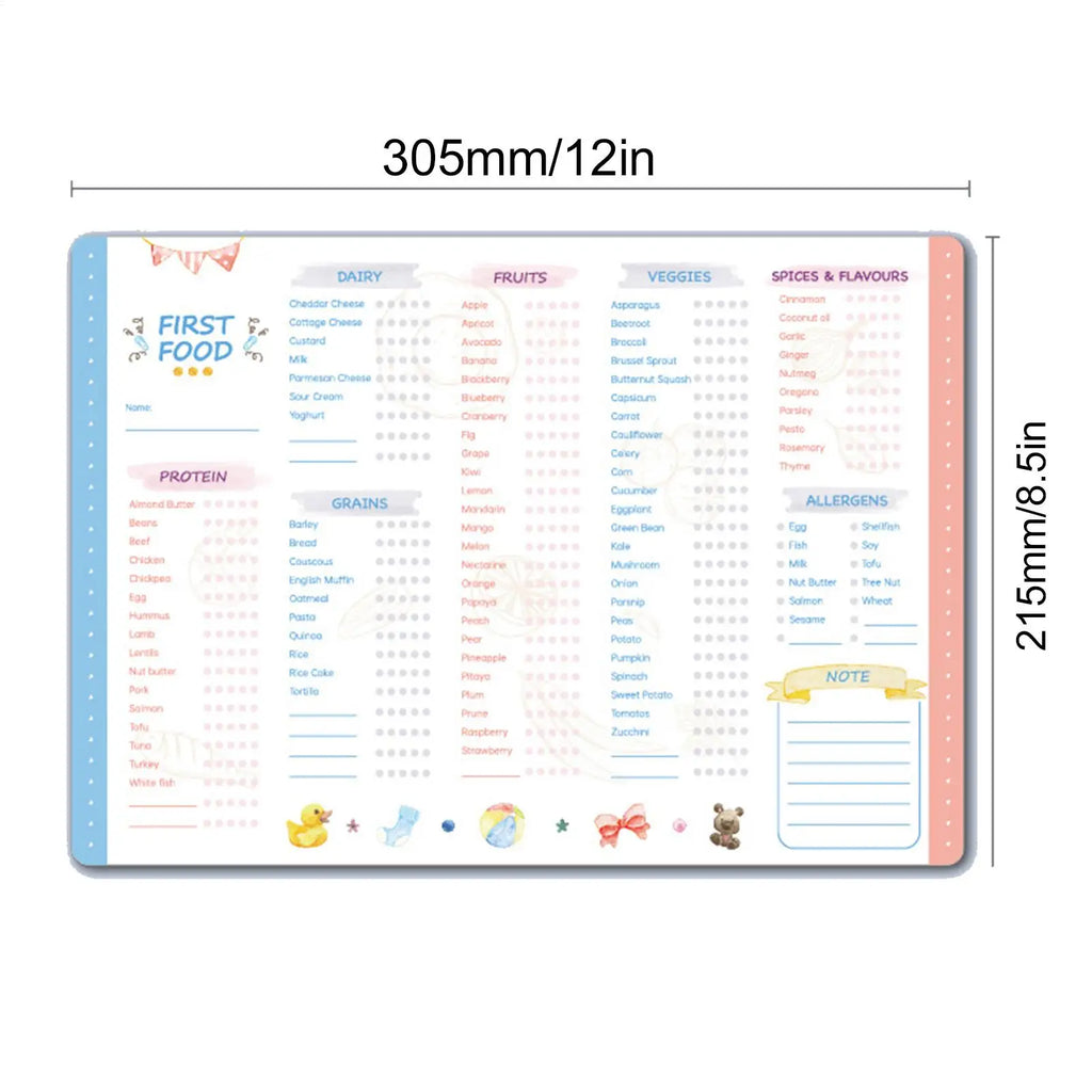 Magnetic Baby First Foods Chart – Erasable Infant Meal Tracker