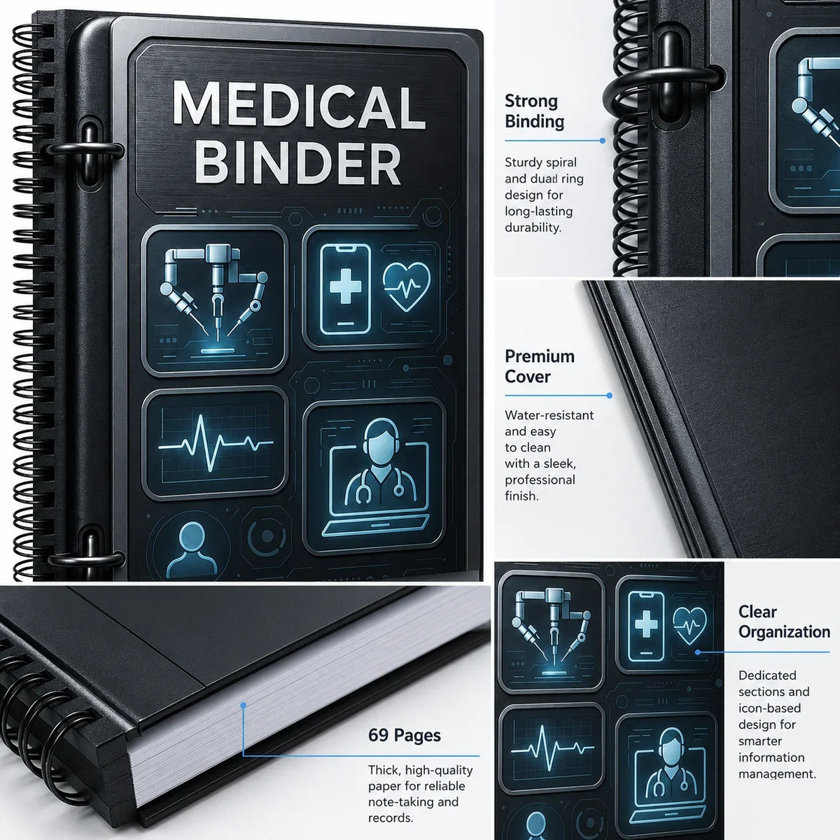 All-in-one Medical Organizer 69 Pages Keep All Important Health